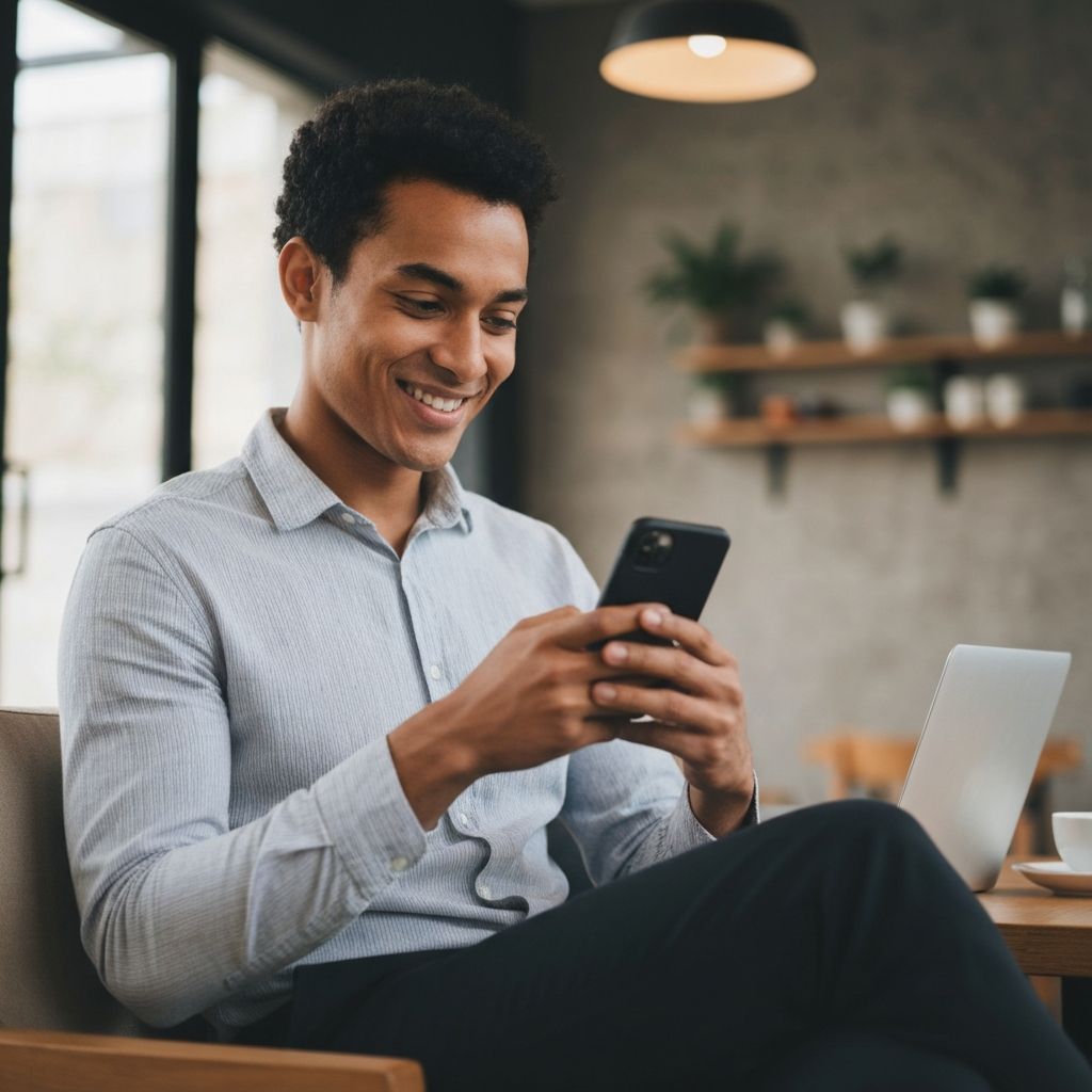 Person using smartphone and earning money